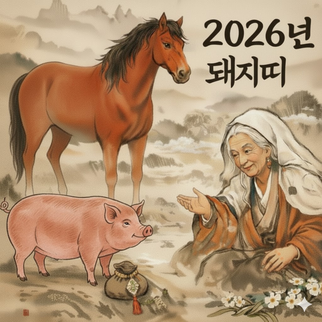 산신할머니 🐷2026년 병오년(丙午年)  해 (亥, 돼지)띠 🐷 한해운세