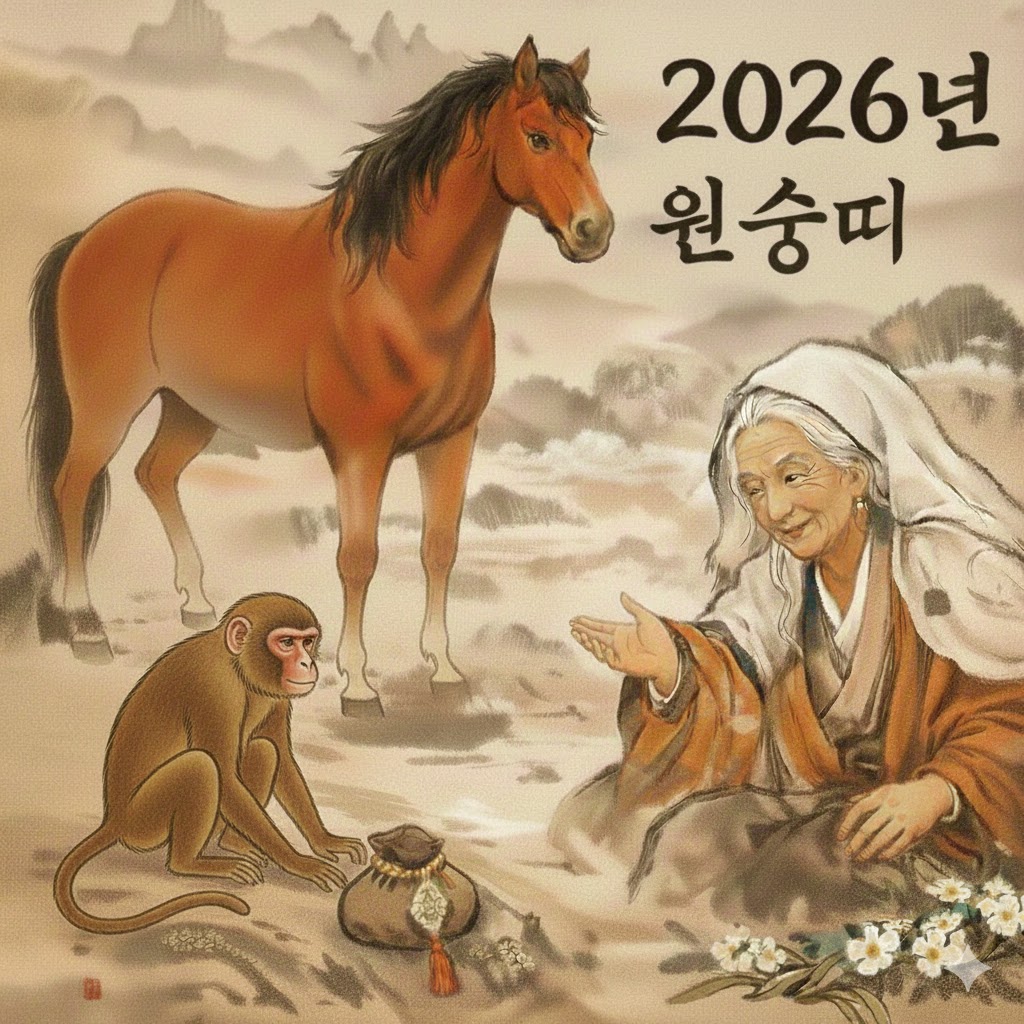 산신할머니 🙉2026년 병오년(丙午年)  신(申, 원숭이)띠 🐵 한해운세